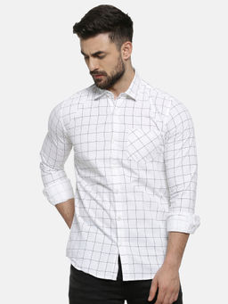 Campus Sutra - Men Checkered Casual White Shirt