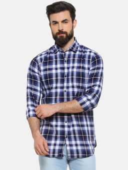 Campus Sutra - Men Checkered Casual Blue Shirt