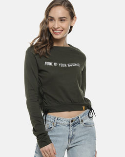 PINACOLADA - Olive Casual Regular Sleeve Printed Top