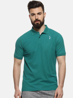 Campus Sutra - Men Solid Polo Neck Green T-Shirt