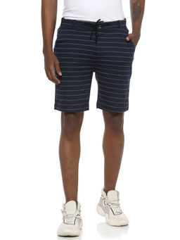 Campus Sutra - Men Striped Navy Blue Casual Shorts