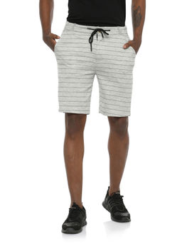 Campus Sutra - Men Striped Grey Melange Casual Shorts