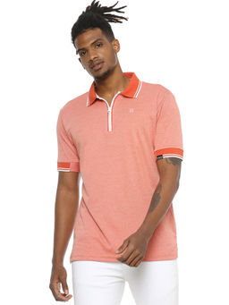 Campus Sutra - Men Short Sleeve Solid Orange Casual T-Shirt