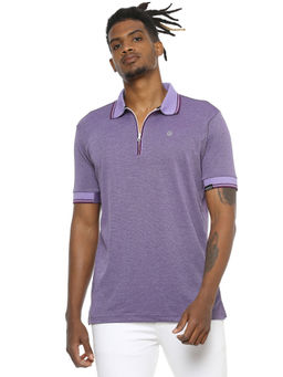 Campus Sutra - Men Short Sleeve Solid Purple Casual T-Shirt