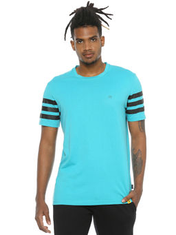 Campus Sutra - Men Short Sleeve Solid Royal Blue Casual T-Shirt