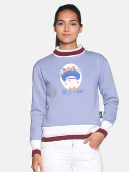 Campus Sutra - Women Lavender Color Printed Sweatshirt