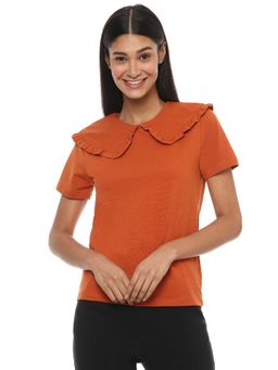 PINACOLADA - Women Casual Short Sleeve Solid Brown Top
