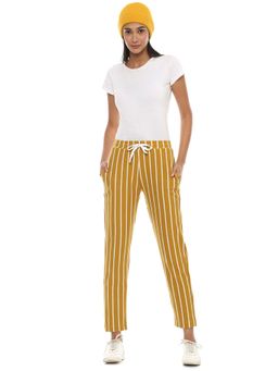 PINACOLADA - Women Mustard Color Stripes Joggers