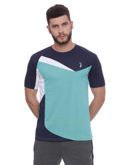 Campus Sutra - Turquoise Colorblock T-Shirt