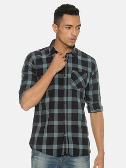 Campus Sutra - Men Checkered Casual Black Shirt