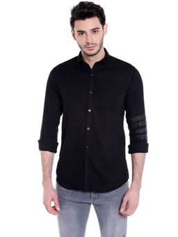 Campus Sutra - Men Printed, Solid Casual Black Shirt