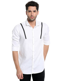 Campus Sutra - Men Solid Casual White Shirt
