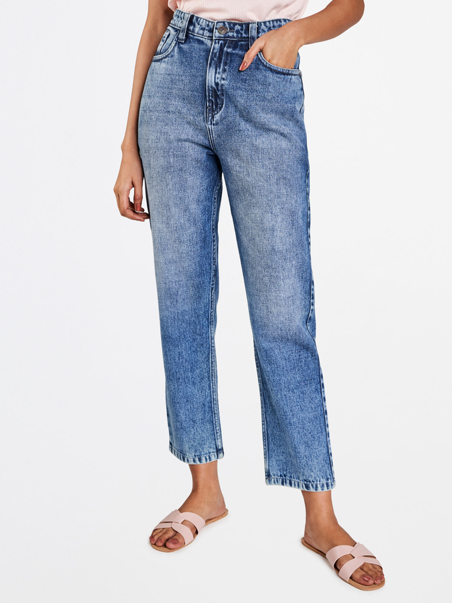 Blue Self Design Jeans Online|Nykaa Fashion