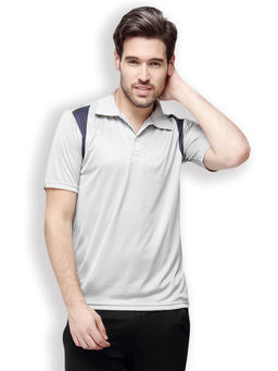 Campus Sutra - Men Solid Polo Neck Grey T-Shirt