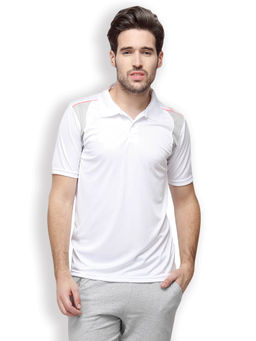 Campus Sutra - Men Solid Polo Neck White, Grey T-Shirt