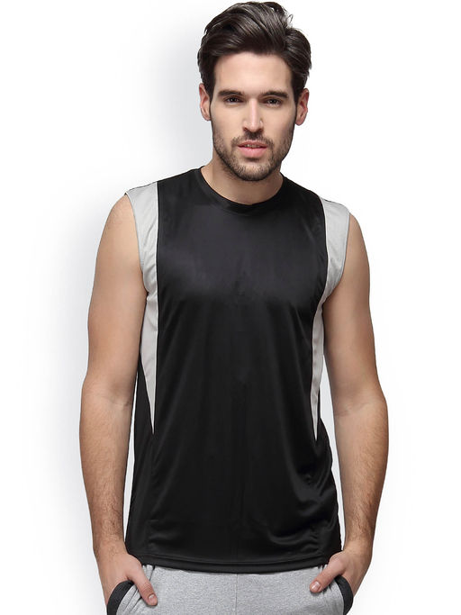 CAHOOT Men Solid Round Neck Black, Grey T-Shirt