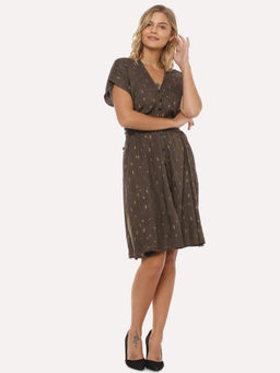 PINACOLADA - Women A-line Knee-Length Brown Dress