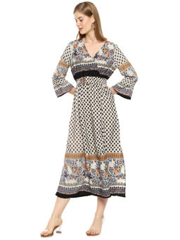 PINACOLADA - Women Stylish Cream Floral Design Casual Dress