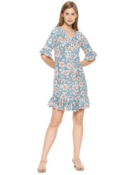 PINACOLADA - Women Stylish Blue Floral Design Casual Dress