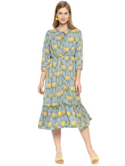 PINACOLADA - Women Stylish Green Floral Design Casual Dress