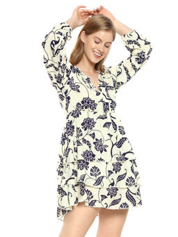 PINACOLADA - Women Stylish Cream Floral Design Casual Dress