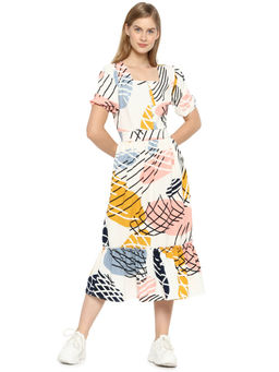PINACOLADA - Women Stylish White Graphic Design Casual Dress