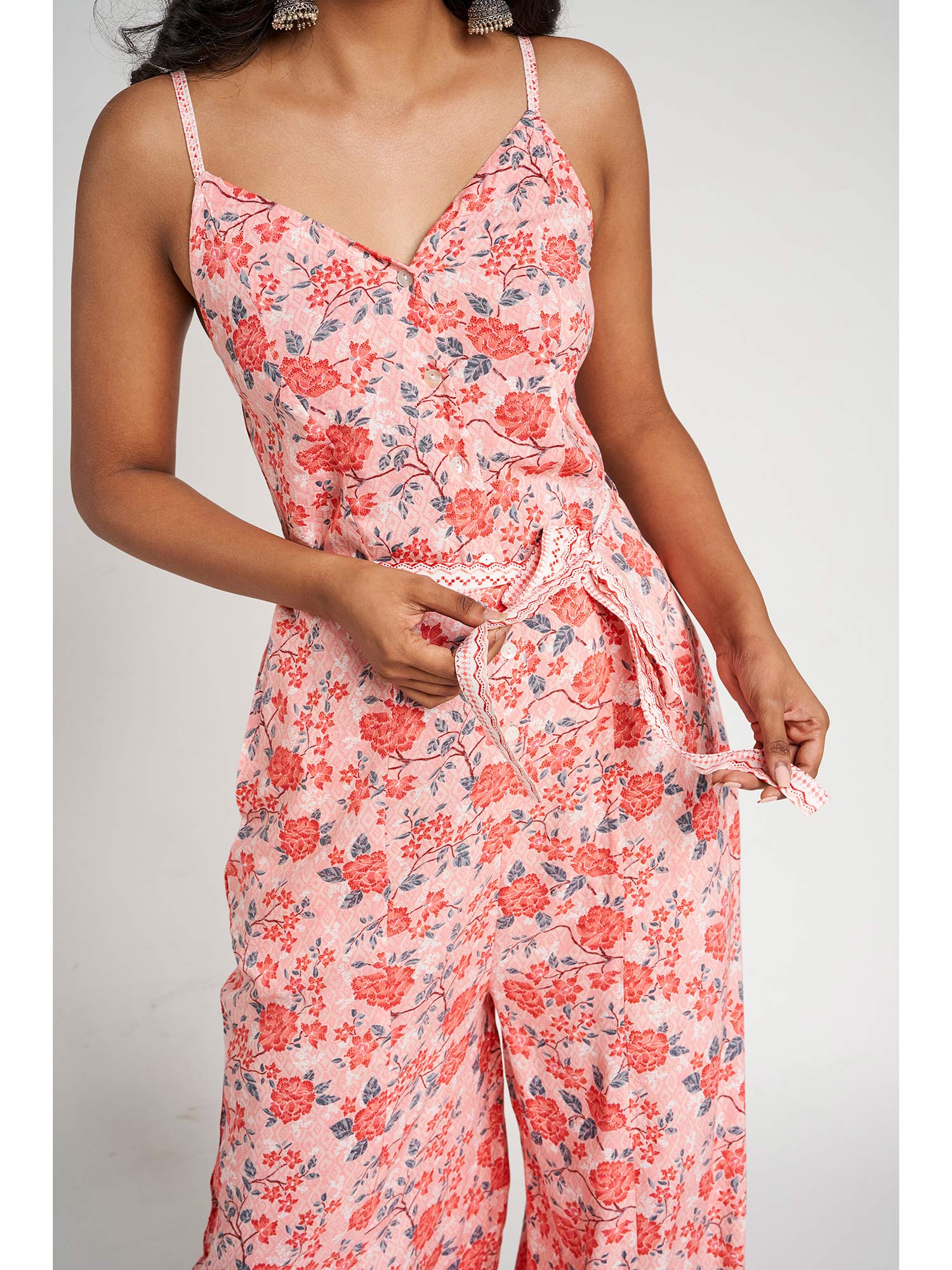 Buy Global Desi Pink Floral Jumpsuit 