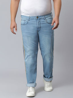 Instafab Plus - Men Side Striped Stylish Casual Denim Jeans