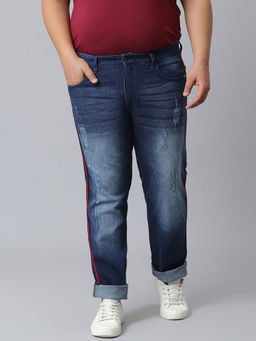 Instafab Plus - Men Side Striped Stylish Casual Denim Jeans