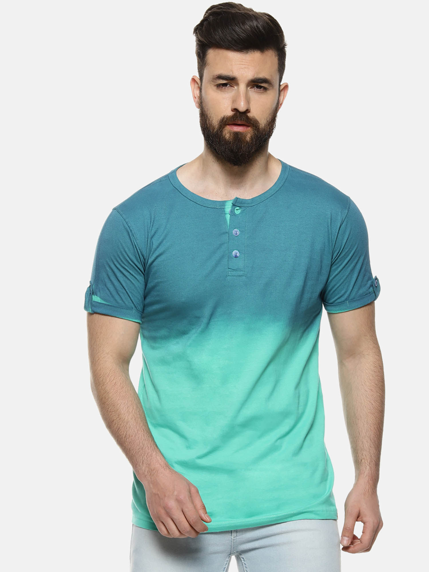 Buy Campus Sutra Green Solid T-Shirt 