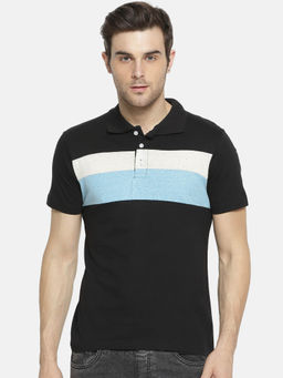 Campus Sutra - Black Colorblock Polo T-Shirt