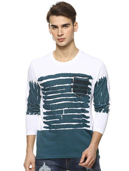 Campus Sutra - Men Self Design Round Neck White T-Shirt