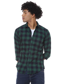 Campus Sutra - Men Checkered Casual Green, Black Shirt
