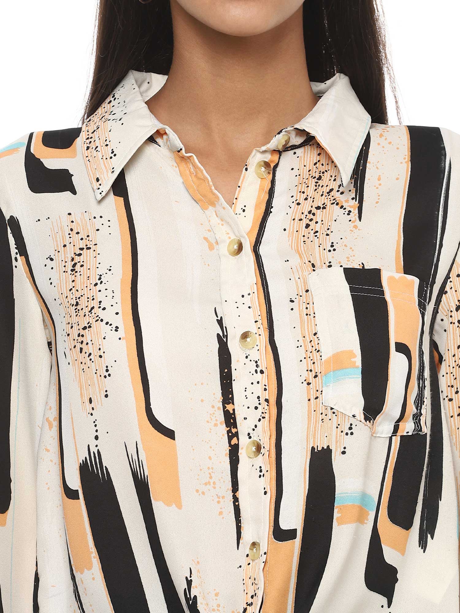 Campus Sutra Women Cream Color Printed 