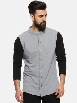 Campus Sutra - Men Color Block Casual Black, Grey Shirt