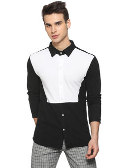 Campus Sutra - Men Color Block Casual Black Shirt