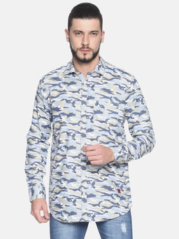 Campus Sutra - Men Self Design Casual Grey Shirt