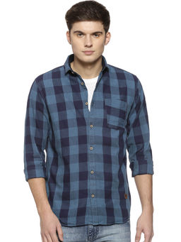 Campus Sutra - Men Checkered Casual Green, Blue Shirt