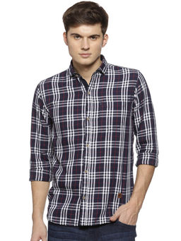 Campus Sutra - Men Checkered Casual Blue Shirt