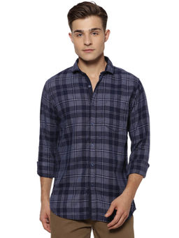 CAHOOT - Men Checkered Casual Blue Shirt