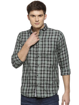 Campus Sutra - Men Checkered Casual Green Shirt