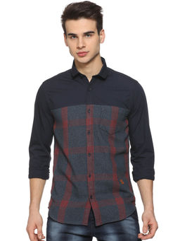 Campus Sutra - Men Checkered Casual Blue Shirt