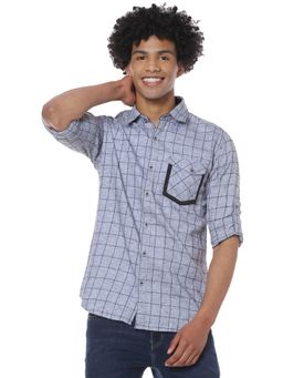 Campus Sutra - Men Checkered Casual Grey Shirt