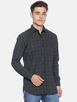 Campus Sutra - Men Printed, Checkered Casual Blue Shirt