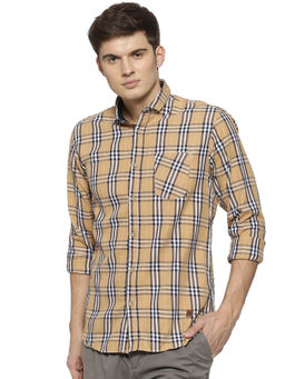 Campus Sutra - Men Checkered Casual Brown Shirt