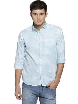 Campus Sutra - Men Polka Print Casual Light Blue Shirt