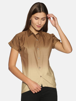 PINACOLADA - Women Dyed/Ombre Casual Brown Shirt