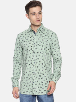 Campus Sutra - Men Printed Casual Green Shirt