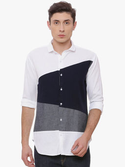 Campus Sutra - Men Solid Casual White Shirt