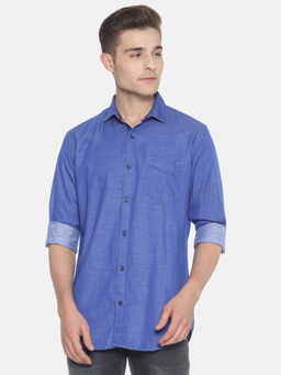 Campus Sutra - Men Self Design Casual Blue Shirt